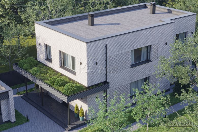 Проект прямоугольного дома с плоской крышей в стиле Хай Тек — 11