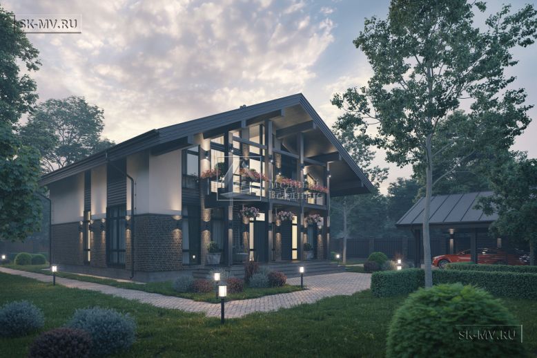 Трехэтажный дом по проекту Дарна в стиле фахверк со вторым светом и панорамными окнами — 2