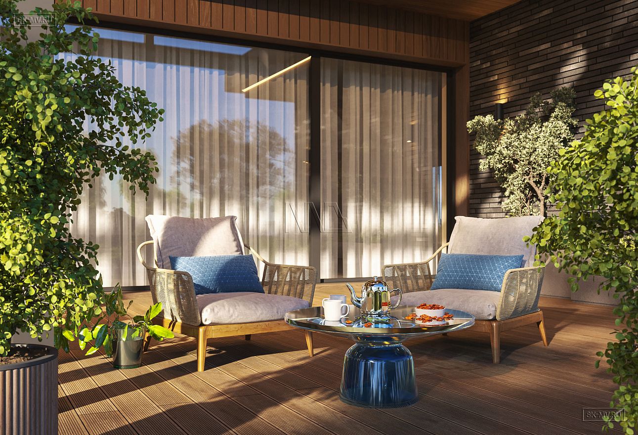 Освещенная терраса