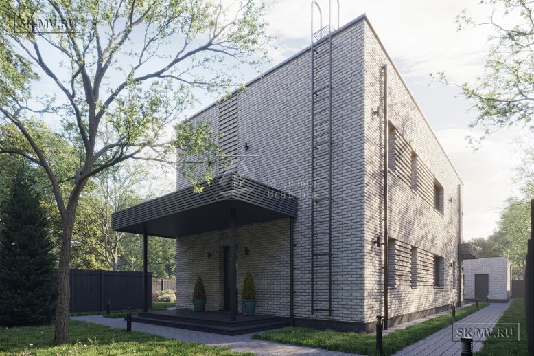 Проект прямоугольного дома с плоской крышей в стиле Хай Тек — 14