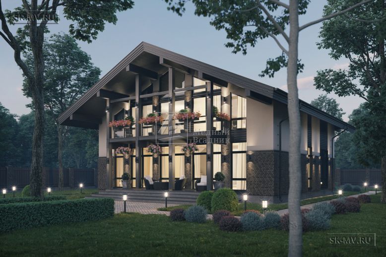 Трехэтажный дом по проекту Дарна в стиле фахверк со вторым светом и панорамными окнами — 3