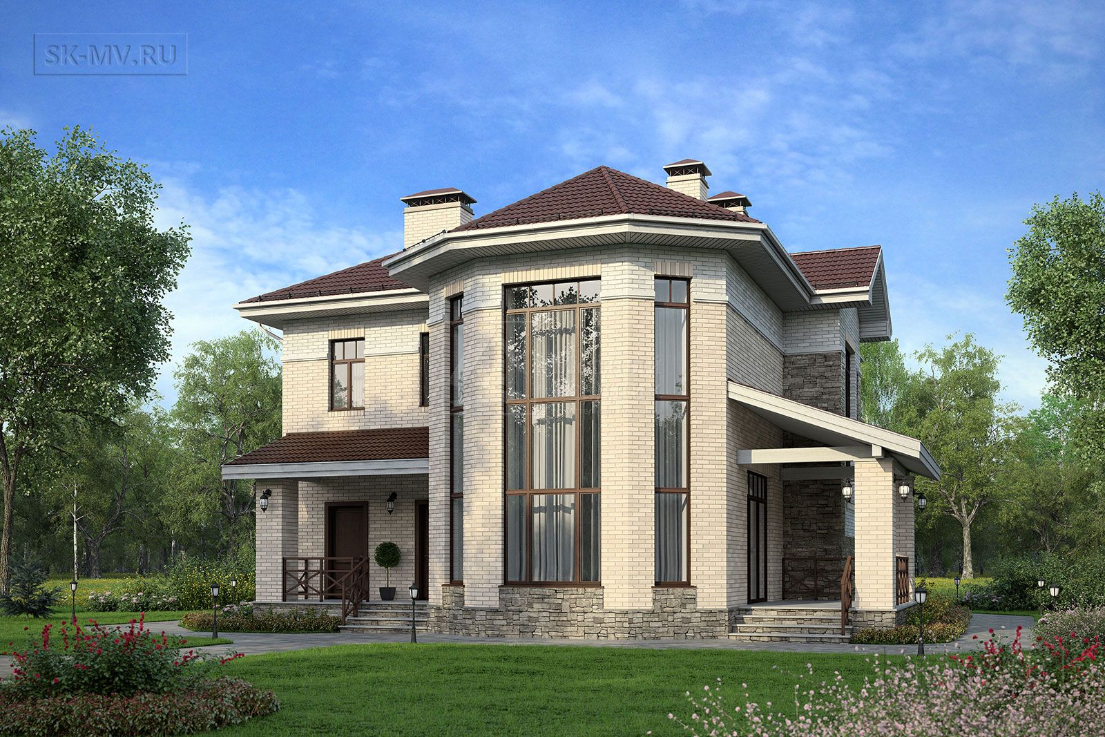 Кирпичные Дома С Панорамными Окнами Фото