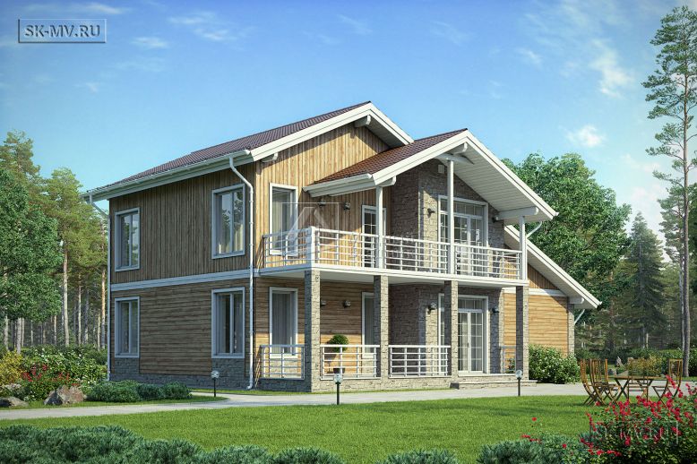 Проект современного комбинированного загородного дома в американском стиле со встроенным гаражом Белоостров — 8