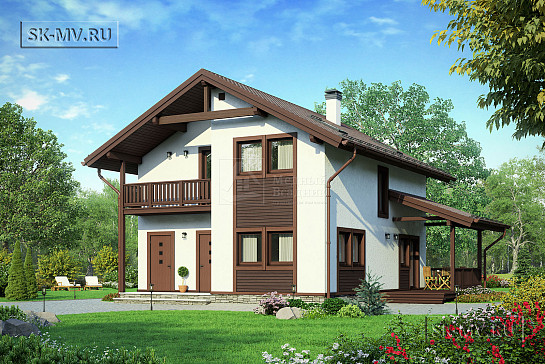 Проект "МВ 164". Площадь - 149,6 кв.м. <br> Дом с фасадной отделкой в альпийском стиле. Серия "Европейские фасады".