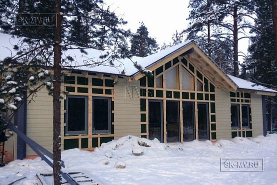 Фото репортаж с места строительства одноэтажного зимнего дома 136 кв м по скандинавской технологии в кп Волшебное озеро - 16