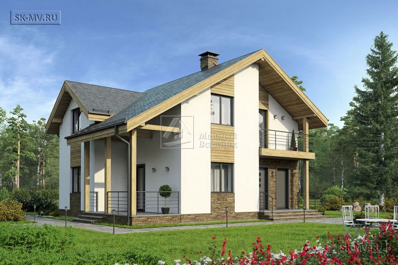 Проект загородного двухэтажного скандинавского дома около 160 кв м Васкелово — 3