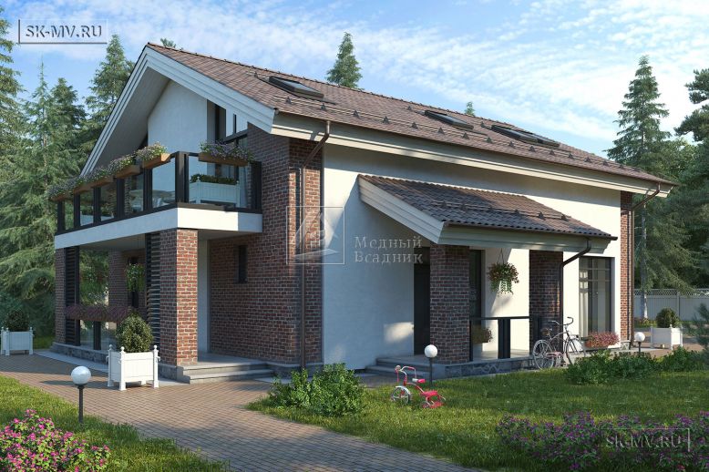 Загородный газобетонный дом с большим балконом по проекту Савоя — 3