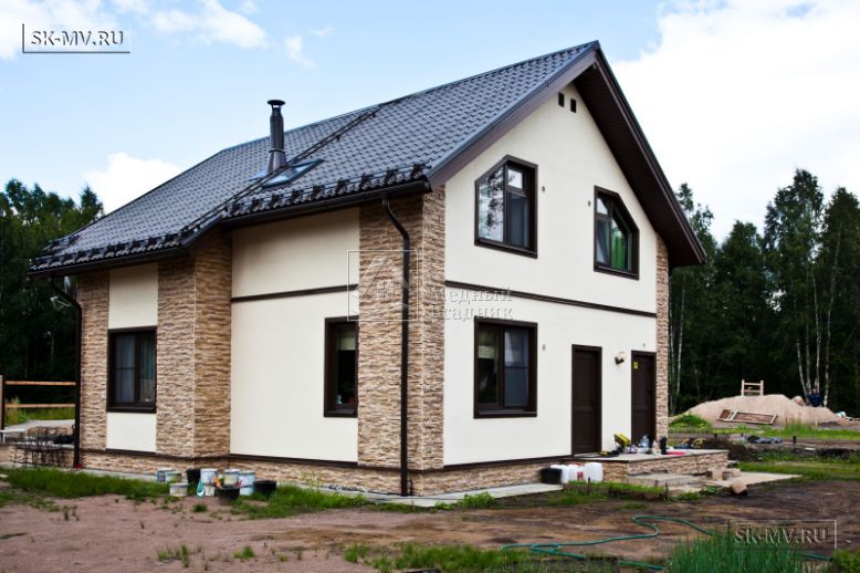 Строительство современного каркасного дома с балконом и террасой в Агалатово — 2
