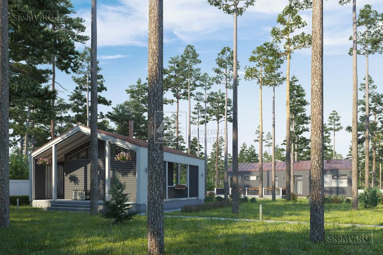 Проект современного скандинавского одноэтажного дома без свесов кровли Лесная сказка — 8