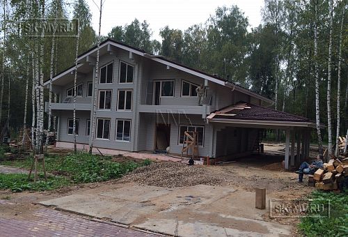 Дом из клееного бруса в стиле шале Щаповское строится в Москве - 3