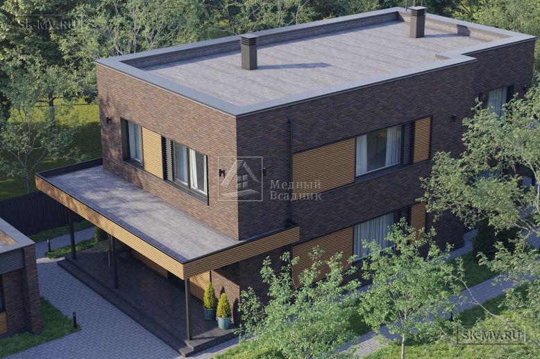 Проект прямоугольного дома с плоской крышей в стиле Хай Тек — 6