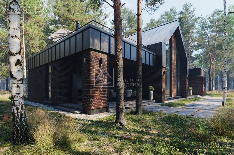 Проект современного загородного дома «Белоостров 2» площадью 236,64 кв.м в стиле барн-хаус с плоской кровлей — 4