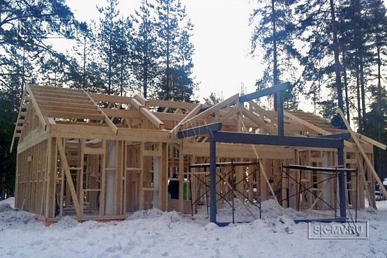 Фото репортаж с места строительства одноэтажного зимнего дома 136 кв м по скандинавской технологии в кп Волшебное озеро - 10