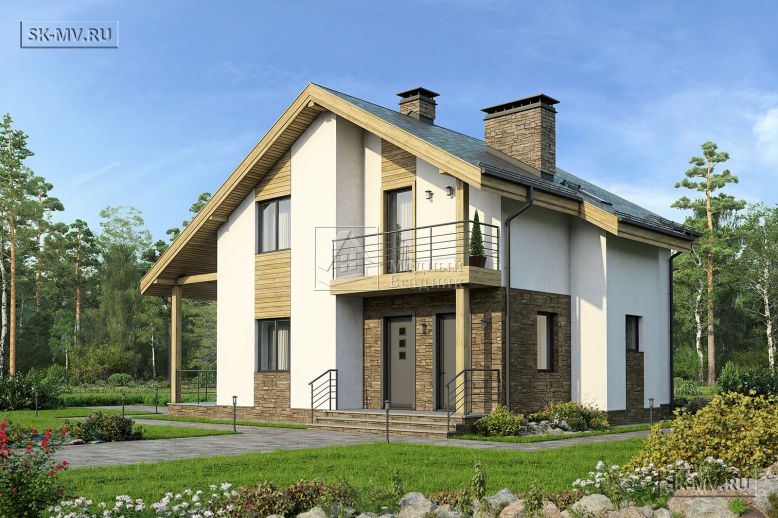 Проект загородного двухэтажного скандинавского дома около 160 кв м Васкелово — 4