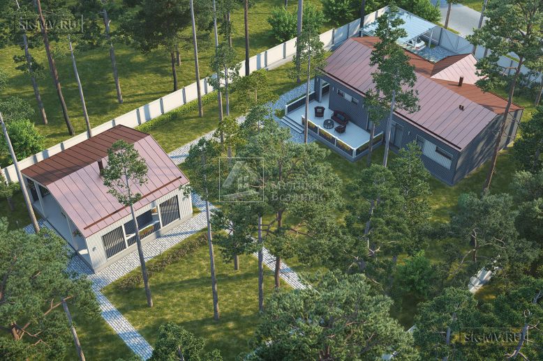 Проект современного скандинавского одноэтажного дома без свесов кровли Лесная сказка — 7