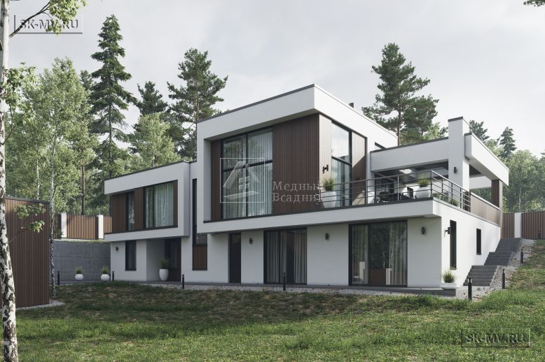 Проект дома с цокольным этажом Кирполье в стиле high tech ок. 300 кв.м  — 1